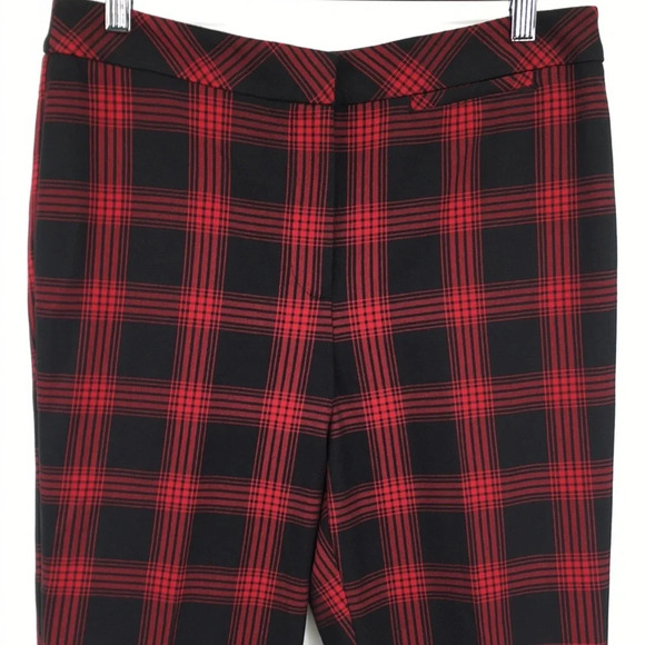 J Jill Pants Womens‎ 8 Red Black Plaid Stretch Bi Stretch Skinny Leg Trouser - Picture 2 of 13